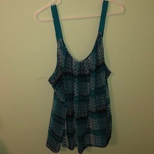 Blue patterned camisole.